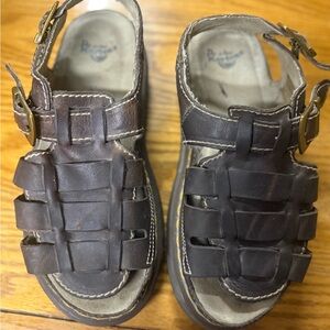 Dr. Martens Dark Brown Leather Sandals with Buckle